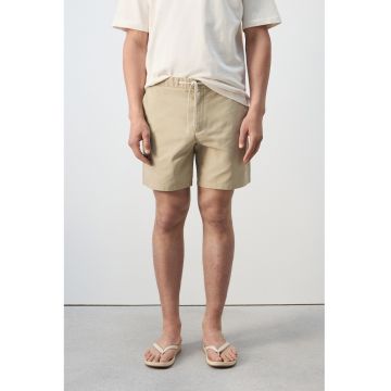 Pantaloni scurti din amestec de lyocell cu snur - Maro nisip