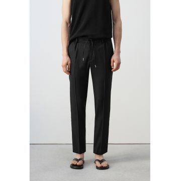 Pantaloni slim fit cu snur - Negru