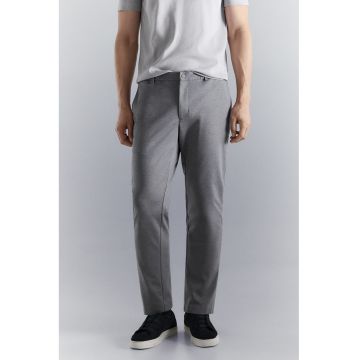 Pantaloni slim fit din amestec de lana - Gri deschis melange