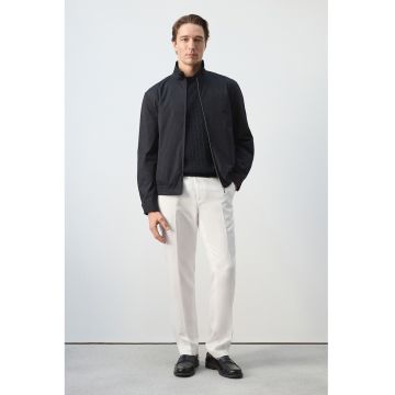 Pantaloni slim-fit din amestec de lyocell si in - Alb