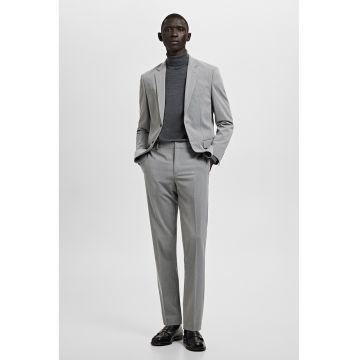 Pantaloni super slim fit cu pliuri - Gri deschis melange