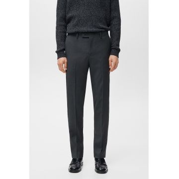 Pantaloni uni slim fit cu talie medie - Gri antracit