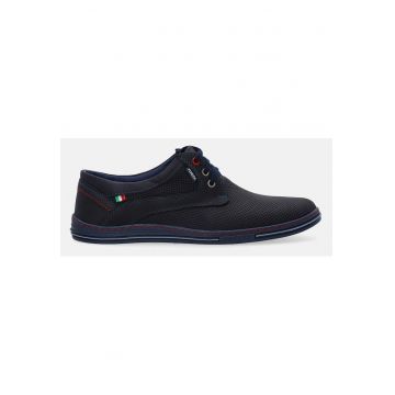 Pantofi casual din piele nabuc cu detalii perforate