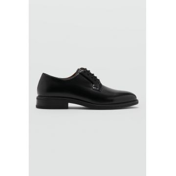 Pantofi Derby de piele ecologica - Negru
