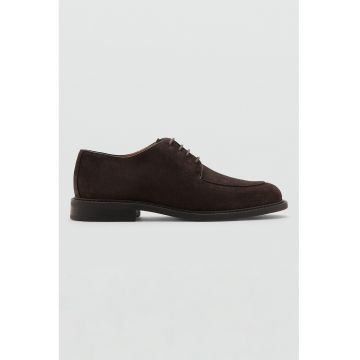 Pantofi derby de piele intoarsa - Maro inchis