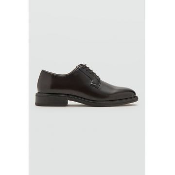 Pantofi derby din piele ecologica - Maro inchis
