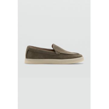 Pantofi loafer din piele intoarsa - Kaki