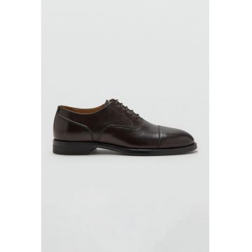 Pantofi oxford din piele - Maro cognac
