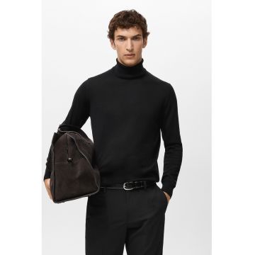 Pulover de lana cu guler inalt - Negru