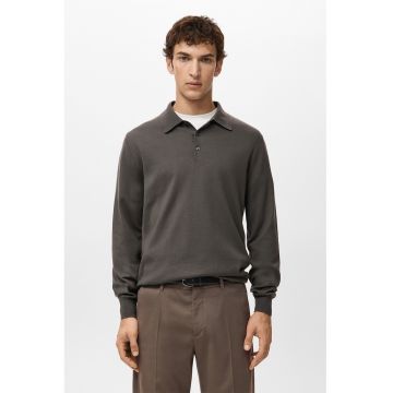 Pulover polo de lana merinos - Kaki inchis