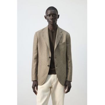 Sacou de in cu model in carouri - Maro camel