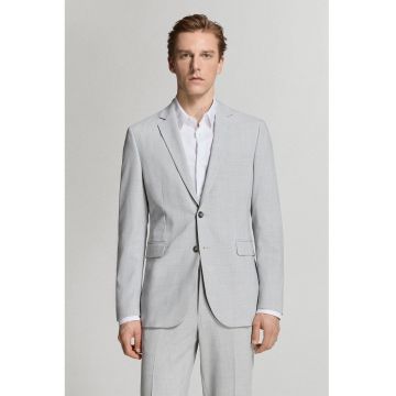 Sacou regular-fit cu model uni - Gri deschis