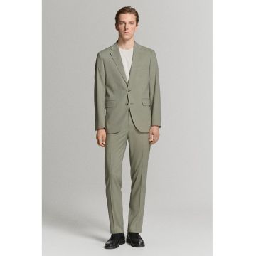 Sacou slim-fit cu buzunare cu clapa si model uni - Verde deschis