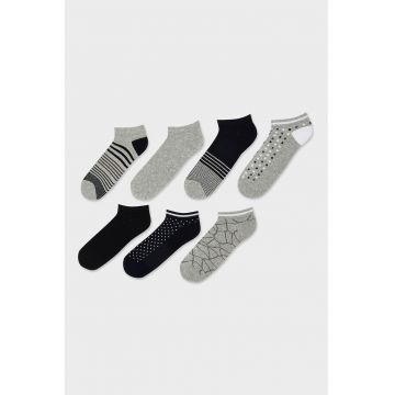 Set de 7 perechi de sosete din amestec de bumbac - Negru/Gri melange