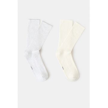 Set de sosete lungi - 2 perechi - Gri deschis/Bej deschis