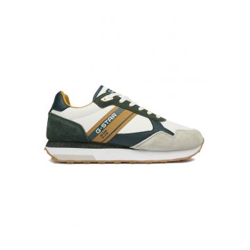 Tenisi barbati G-Star Raw - alb - piele intoarsa si textil - varf rotund - certificat Leather Working Group - Alb