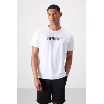 Tricou Barbati -  imprimeu - guler rotund - alb