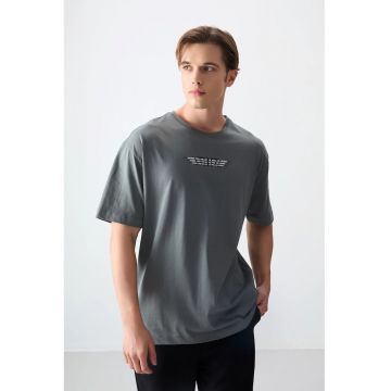 Tricou Barbati -  Oversized - Gri antracit - 100% bumbac