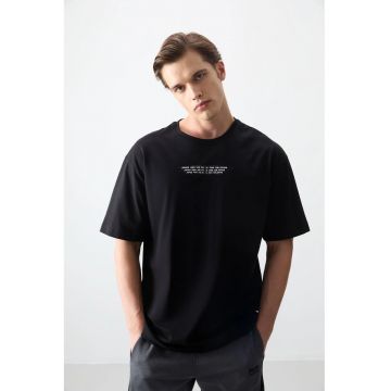 Tricou Barbati -  Oversized - Negru - Bumbac