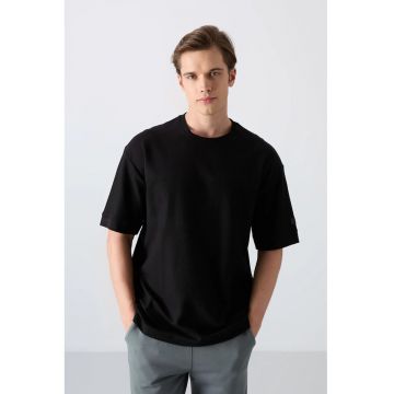 Tricou  barbati - oversized - negru - bumbac