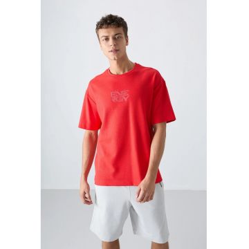 Tricou  barbati - rosu - broderie logo - amestec bumbac