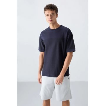 Tricou barbati  supradimensionat - bumbac - albastru marin