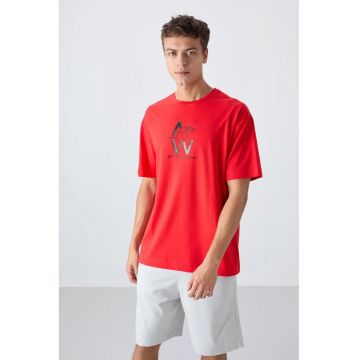 Tricou barbati -  supradimensionat - rosu - bumbac si poliester
