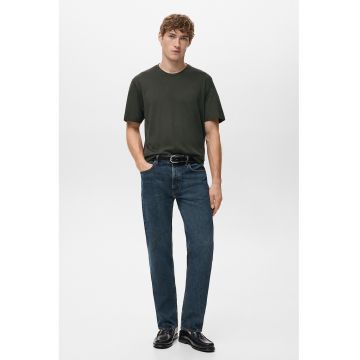 Tricou din bumbac cu decolteu la baza gatului - Bej deschis