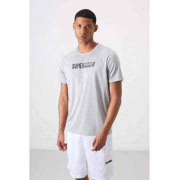 Tricou  gri deschis - imprimeu pe spate - 100% poliester