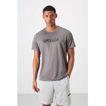 Tricou  imprimeu - gri ardezie - 100% poliester