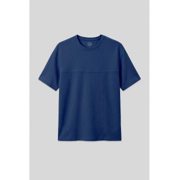 Tricou  oversized - albastru Moroccan - poliester-lycra - cu buzunar