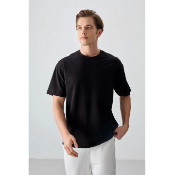 Tricou  oversized - elastic - negru - pentru barbati