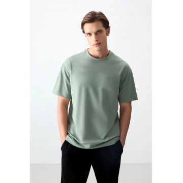 Tricou  oversized - elastic - verde salvie - bumbac - poliester - lycra