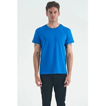 Tricou  pentru barbati - albastru cobalt - elastic - bumbac cu elastan