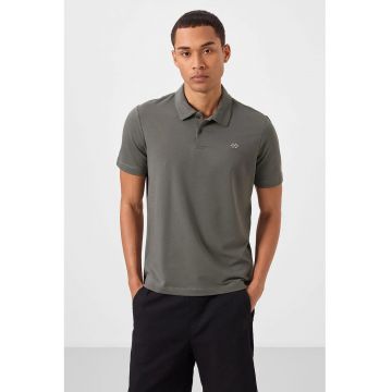 Tricou polo -  bumbac-elastan - gri antracit - pentru barbati