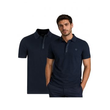 Tricou polo cu fenta cu imprimeu logo