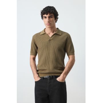 Tricou polo cu model uni - Kaki