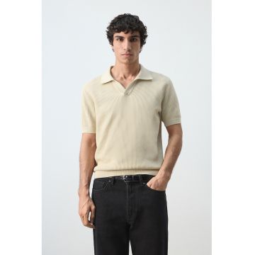 Tricou polo cu model uni - Maro nisip