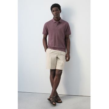 Tricou polo cu model uni - Mov