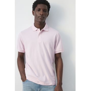 Tricou polo cu model uni - Roz pastel