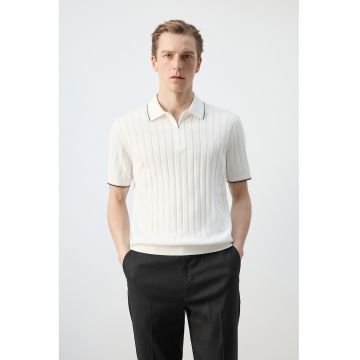 Tricou polo de bumbac - Alb murdar