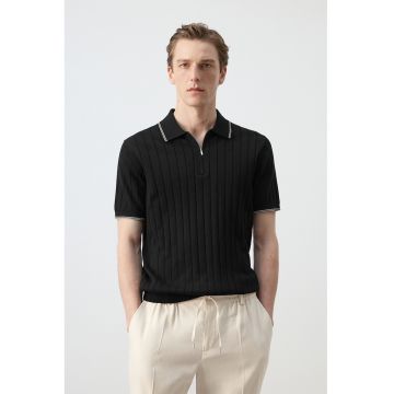 Tricou polo de bumbac - Negru