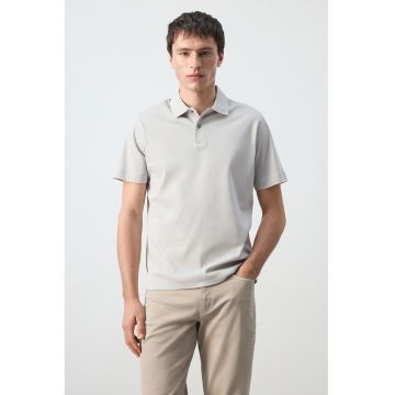 Tricou polo din bumbac - Gri deschis
