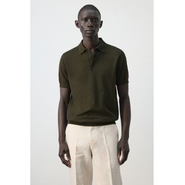 Tricou polo din bumbac - Verde padure