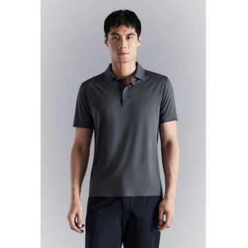 Tricou polo slim fit - Gri inchis