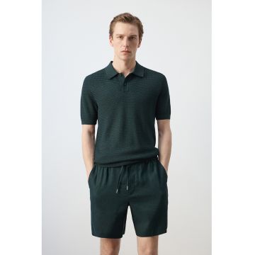 Tricou polo uni - Verde padure