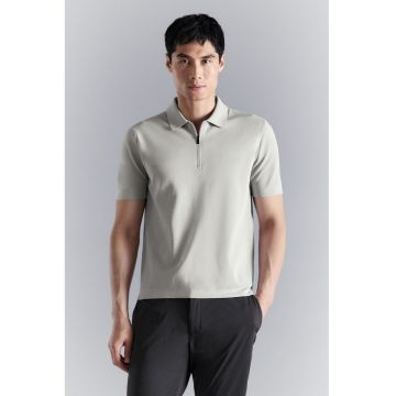 Tricou regular fit cu guler polo - Alb fildes