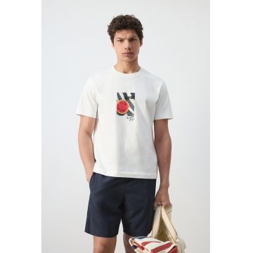 Tricou regular fit cu imprimeu grafic - Rosu/Albastru prafuit/Alb optic