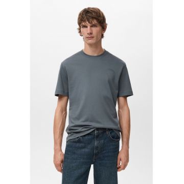 Tricou regular-fit cu model uni - Albastru prafuit