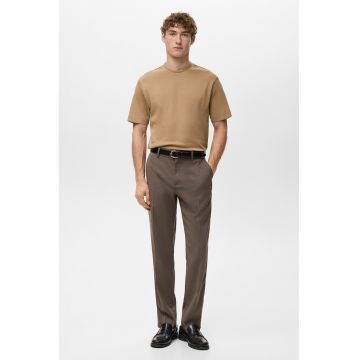 Tricou regular-fit cu model uni - Maro camel
